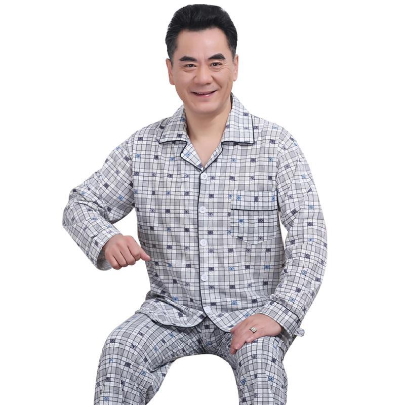 Đông xuân mô hình mỏng trung niên nam đồ ngủ dài tay quần áo miso nhà cha ông bông hai mảnh bộ mẹ cardigan cô gái.