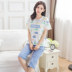 Nửa tay pajama con trai set mùa hè cỡ lớn chất béo mm200 pound thời trang ngày loose 7 phút quần nóng nửa cắt tay áo nhà quần áo. 