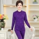 Tất cả trong một bộ quần áo mùa thu cho người già màu xanh lam và quần dài phù hợp với phụ nữ, bà mẹ cao tuổi cotton một lớp mới kích thước lớn không dấu vết - Phù hợp với nóng lên