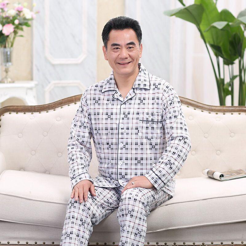 Đông xuân mô hình mỏng trung niên nam đồ ngủ dài tay quần áo miso nhà cha ông bông hai mảnh bộ mẹ cardigan cô gái.