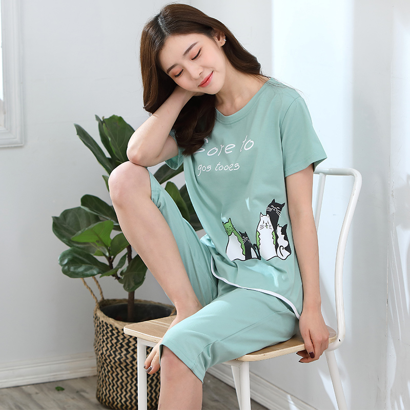 chị Fat Pyjama womens mỏng đất phụ nữ phù hợp với mùa hè thoải mái ngày nóng tay áo ngắn mỡ xu hướng mm kích thước lớn 200 pounds.