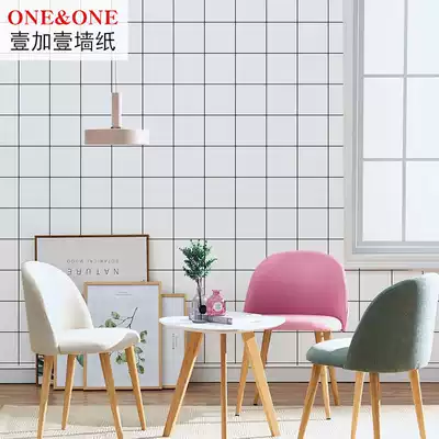 Nordic style ins Net red black and white plaid wallpaper modern minimalist bedroom living room clothing store white checkered wallpaper