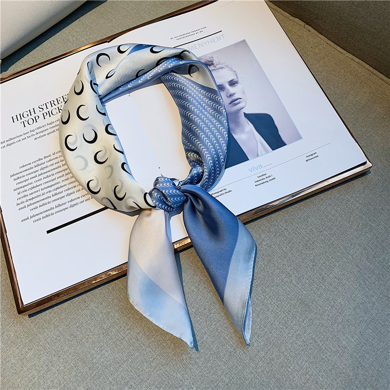 WathetKorean version ins Silk scarf female Spring and summer autumn Thin Small square towel Foreign style occupation Versatile airline stewardess Small scarf Hair band Scarf
