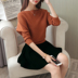 mùa thu thời trang bộ của phụ nữ trang phục mới 2019 áo len dưới lỏng lẻo với váy knitsweater ròng mùa đông màu đỏ hai mảnh bộ thủy triều 