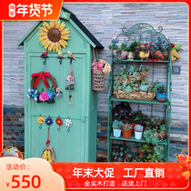 Outdoor cabinet garden toolbox waterproof sunscreen anticorrosive wood balcony courtyard storage room pastoral outdoor storage cabinet