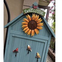 Yard locker wall adhesive hook wall decoration straw hat birds nest hanger Villa gardening listing iron sunflower