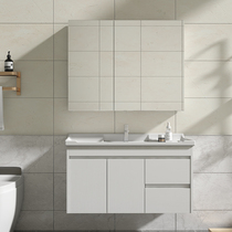 Solid wood bathroom cabinet toilet wall wash basin integrated ceramic basin small apartment balcony washbasin combination cabinet