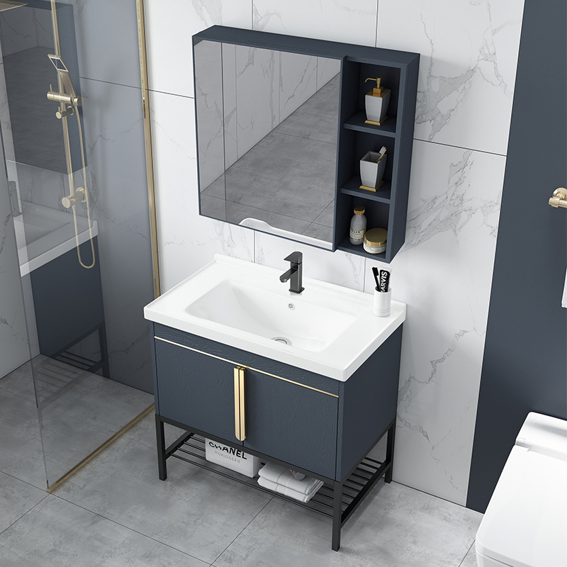 304 Stainless Steel Floor Bath Cabinet Combination Makeup Dressing Room Modern Minima Wash Face Wash Basin Cabinet Light Lavish Wash Table