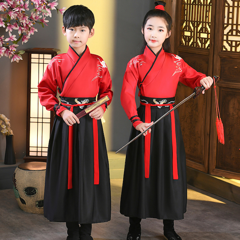 Han Fu Boy National School Clothing Primary And Middle School Students Girl Bully Martial Arts Martial Arts Martial Arts Children's Ancient Dress Rehearsal-Taobao