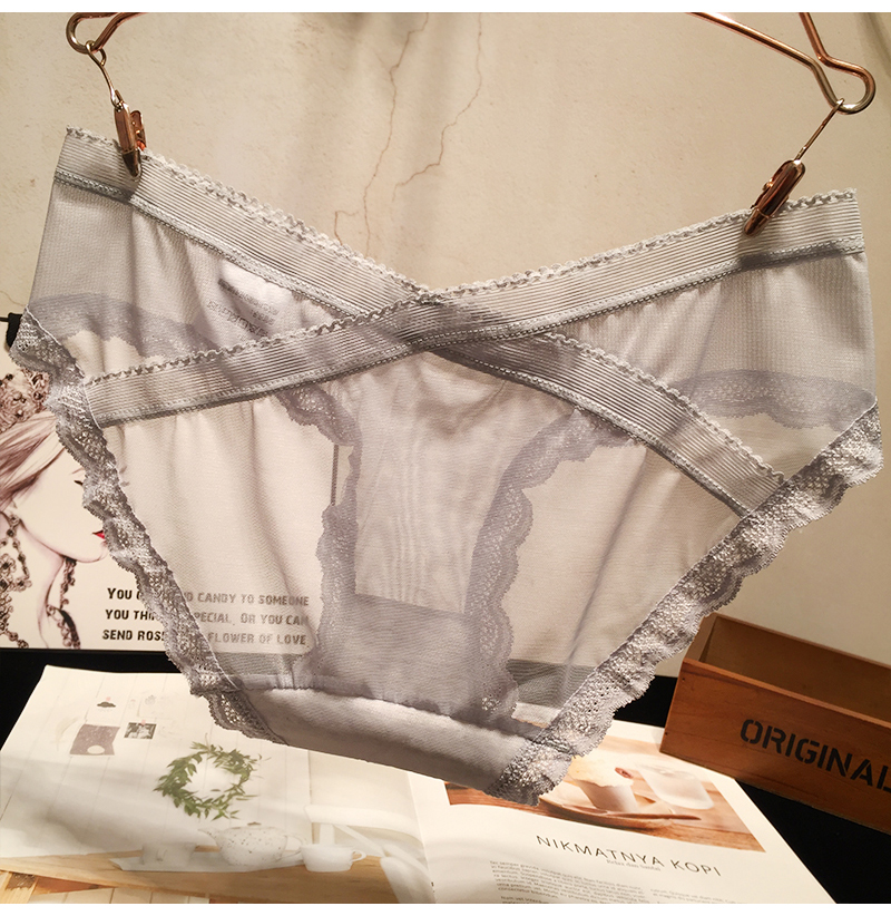 Châu Âu và Hoa Kỳ ánh sáng lưới dát ren gợi cảm bên trong thoáng khí eo thấp cotton tóm tắt phụ nữ quan lot nu eo thap