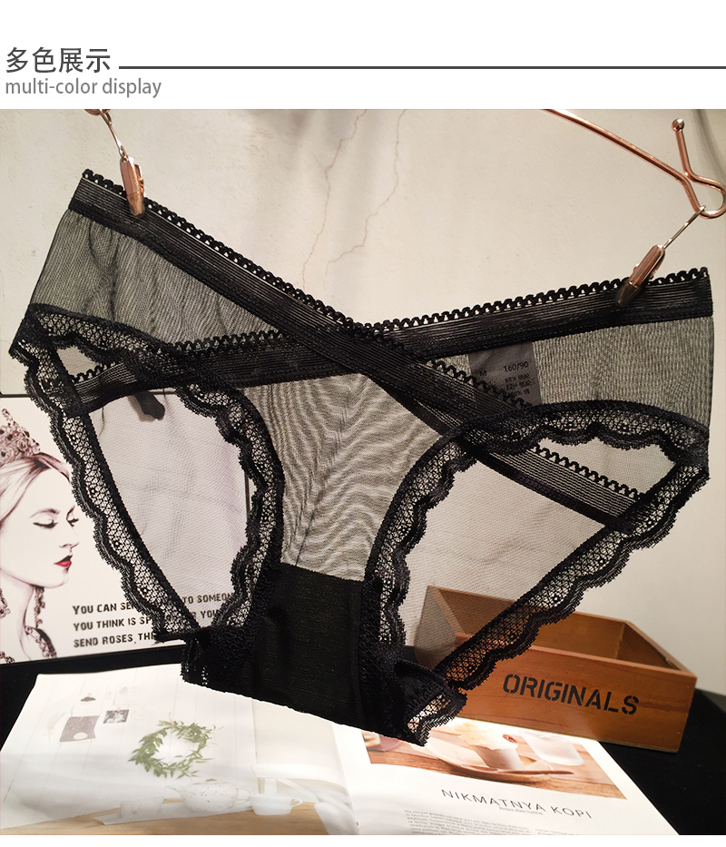 Châu Âu và Hoa Kỳ ánh sáng lưới dát ren gợi cảm bên trong thoáng khí eo thấp cotton tóm tắt phụ nữ quan lot nu eo thap
