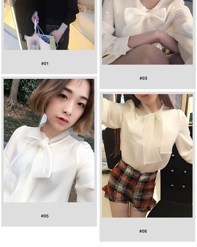 Chic đầu mùa thu voan áo sơ mi trắng nữ 2018 new loose bow áo sơ mi trắng nữ mùa hè dài tay áo sơ mi