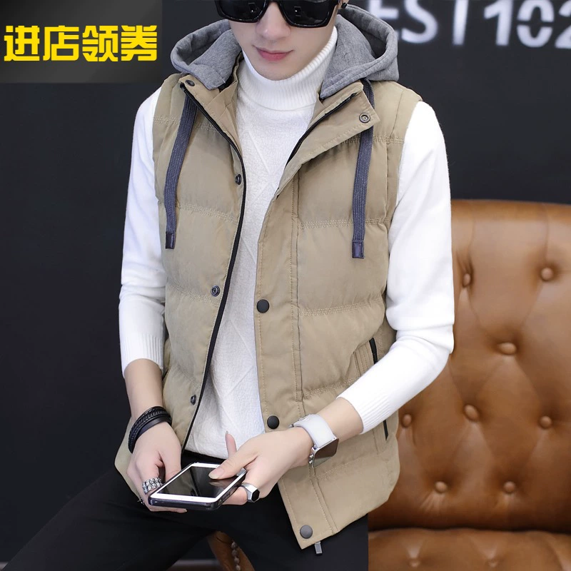 Áo vest nam mùa thu và mùa đông cotton áo vest thanh niên áo ghi lê không tay áo ấm mùa đông quần áo đẹp trai xu hướng thời trang nam - Lót