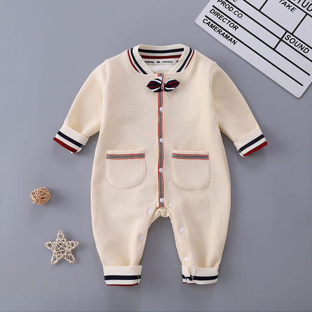 Baby autumn clothes male one-piece clothes clip cotton outerwear foreign style 6-12 months baby clothes autumn and winter going out hugging rompers