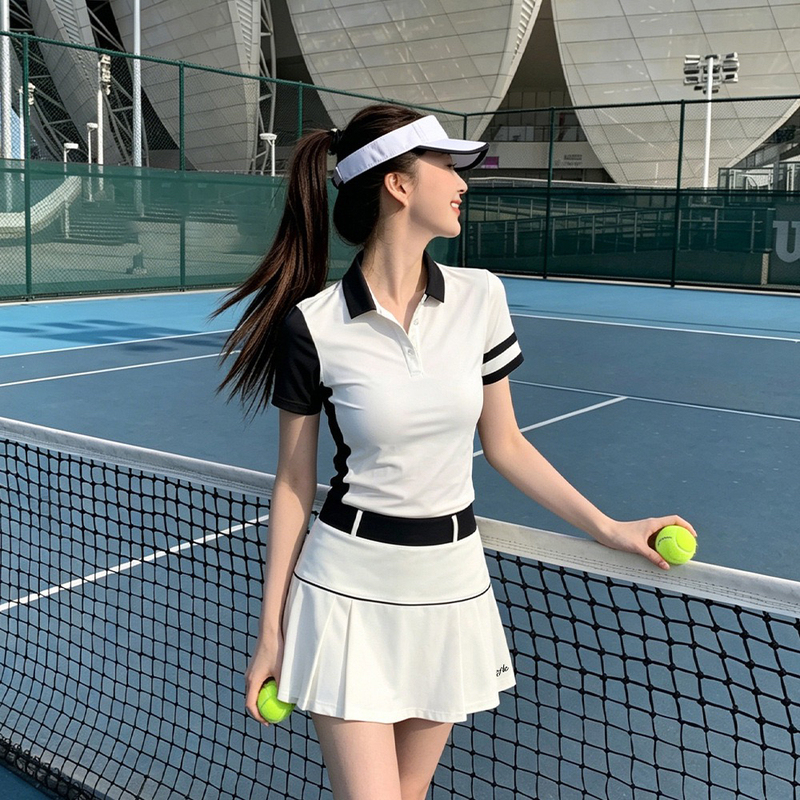 Golf Golf Set 26 Women's Summer Polo Collar T-Shirt Anti-Exposure Pleated Skirt Tennis Badminton Sportswear