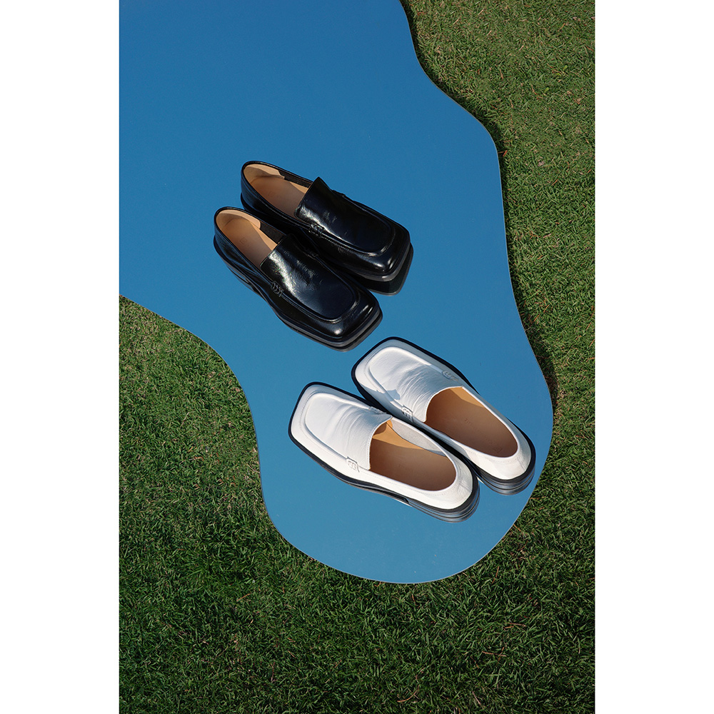 IORE×GS hair cat first layer cowhide open edge bead low-heeled shoes women's 2022 early spring new square-toe small leather shoes