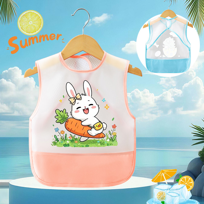 Summer Waterproof Baby Bib Children's Smock Dining Bib Infant Thin Sleeveless Anti-Dirt Apron — 9