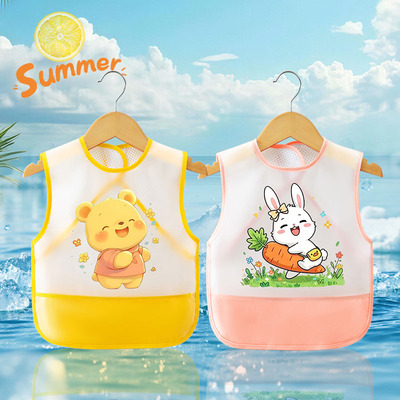 Summer Waterproof Baby Bib Children's Smock Dining Bib Infant Thin Sleeveless Anti-Dirt Apron — 7