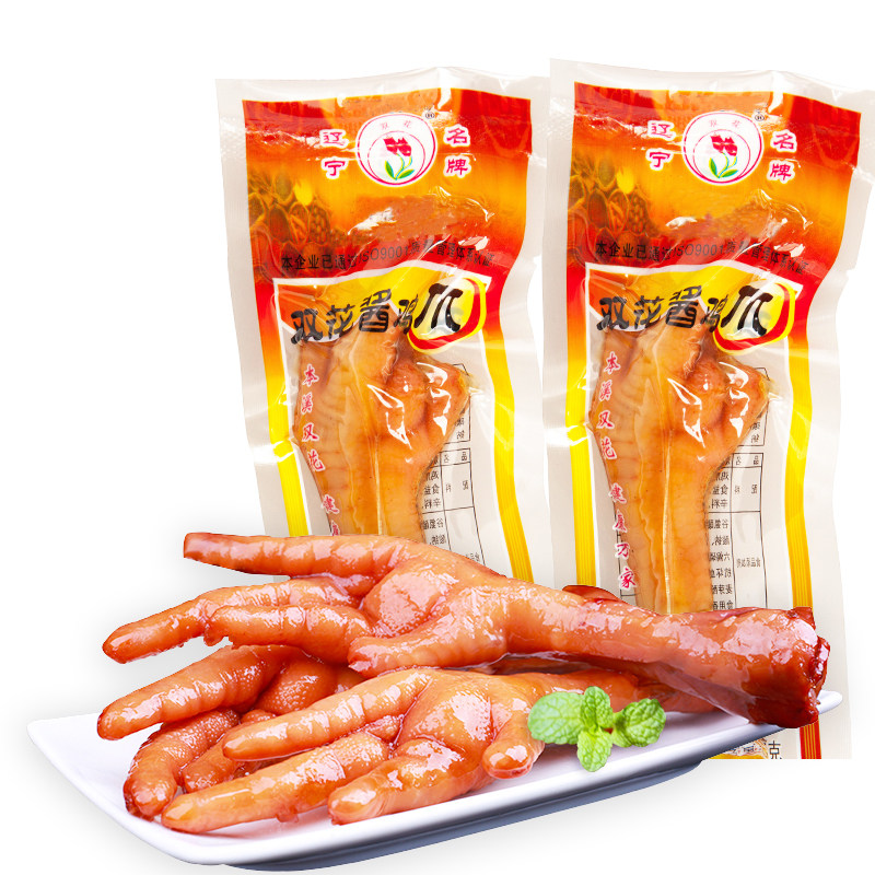 Double flower card] sauce chicken claw 35g x 10 Liaoning old character number casual chicken claw small zero