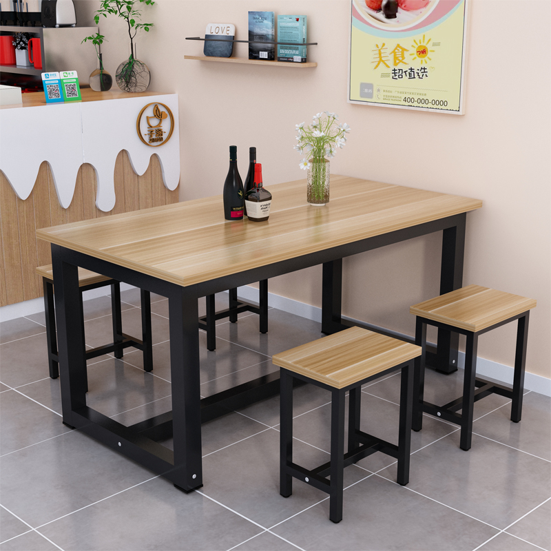 Fast food table and chairs Combined specialty snack table Large row Stalls Barbecue Catering restaurant Restaurant Dining Room Dining Hall Rectangular Table