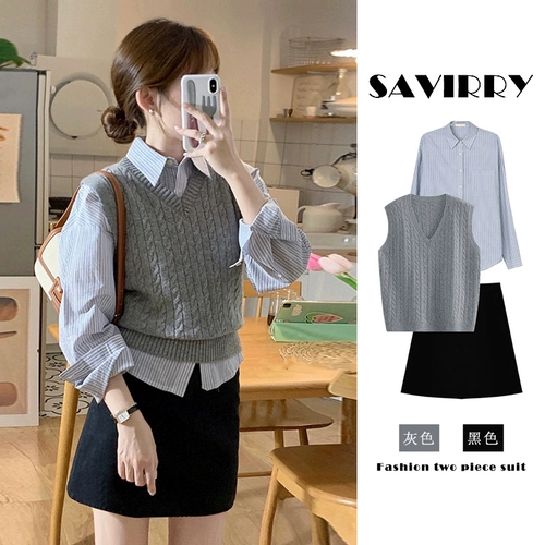 Мини-юбка, юбка, комплект, жилет, рубашка, 3 предмета, изысканный стиль