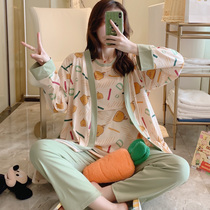 Three sets of Moon clothes spring summer cotton postpartum pregnant women breastfeeding pajamas 5 months 7 summer thin maternal feeding 6