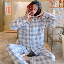 Lunar clothing July 8 pregnant womens pajamas size 5 spring and autumn cotton postpartum lactation suit 6 summer thin maternal