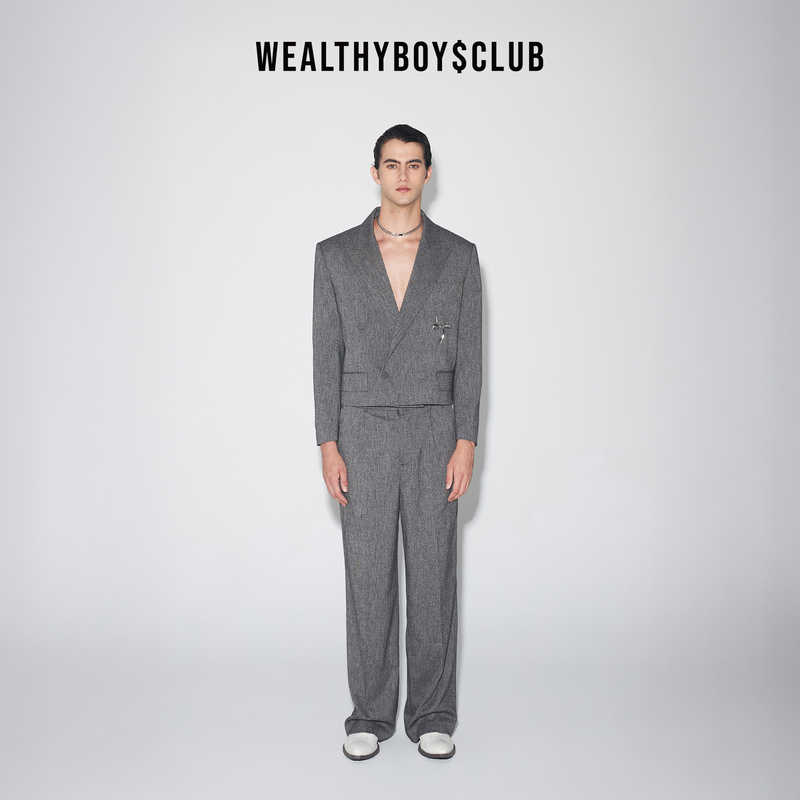 Wealthyboysclub【New Autumn/Winter Collection】Bow Brooch Wool Double-Breasted Short Blazer Wealthyboysclub【New Autumn/Winter Collection】Bow Brooch Wool Double-Breasted Short Blazer