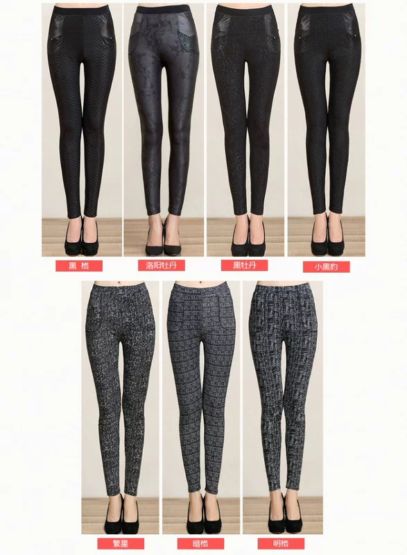 Cộng với quần legging nhung dày cho nữ trung niên thu đông mẫu quần dài size lớn eo cao quần mẹ màu quần ấm áo sơ mi nữ cao cấp