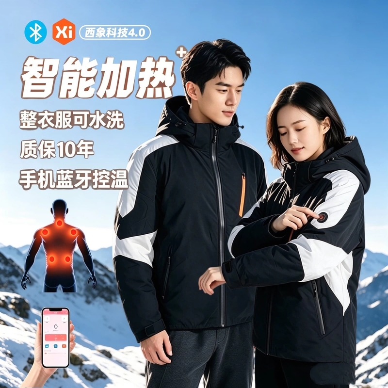 【New and Thickened】Heated down Jacket for Men and Women, Winter Cold-Proof, Rechargeable Heating Jacket, Washable Coat