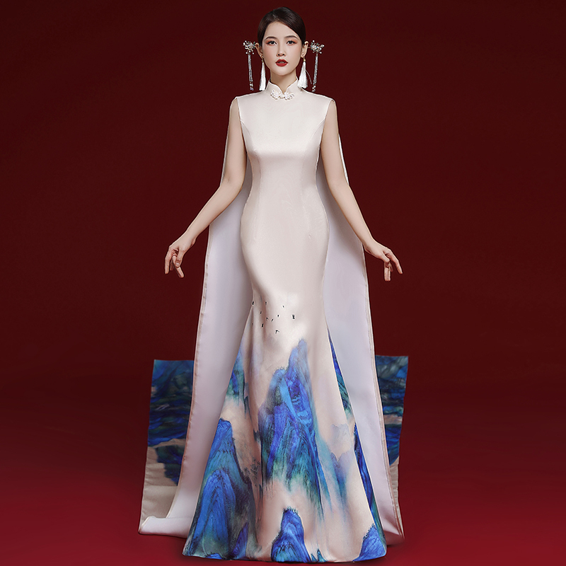 Chinese Style National Trend Cheongsam Catwalk High-End Performance Costume Stage High-End Elegant Vocal Arts Exam Host Dress for Women