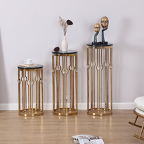 Marble flower stand light luxury style postmodern simple stainless steel home living room ornaments flowers a few shelves