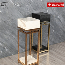 Nordic stainless steel shelves marble light luxury shelves simple modern balcony floor-to-ceiling indoor sculpture flowers a few