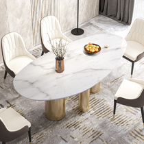 Light luxury natural marble dining table Simply modern small family shaped household dining table minimal dining table