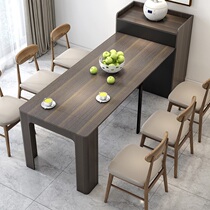 Folding dining table sideboard combination retractable solid wood small apartment space-saving rice table household multi-function