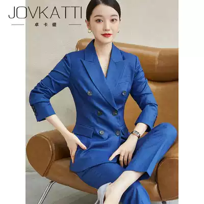 JOVKATTI check suit suit female temperament goddess fan professional suit slim small suit two-piece suit