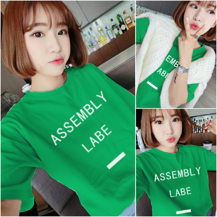 2018春夏季新品 时尚百搭韩版字母印花宽松休闲短袖T恤女士上衣潮