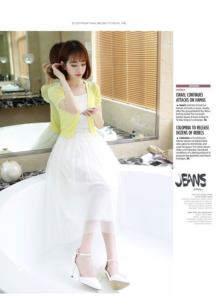 Mùa hè mặt trời áo bảo vệ cardigan mỏng nữ điều hòa không khí áo ngắn nhỏ bên ngoài khăn choàng slim vest ngắn tay áo jacket áo len áo khoác cardigan nữ form dài