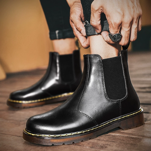 Martens, демисезонные челси, черная униформа медсестры, из натуральной кожи