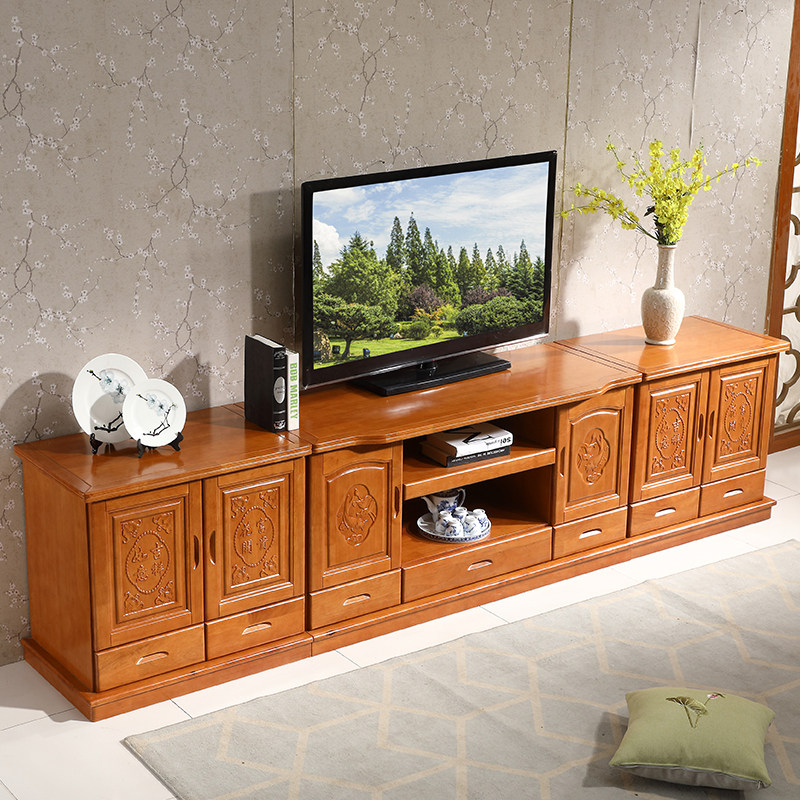 Solid Wood TV Cabinet Carved Countryside 1 8 m 2 m 2 4 m 3 m Plus High 70 Cabinet Storage Home TV Cabinet