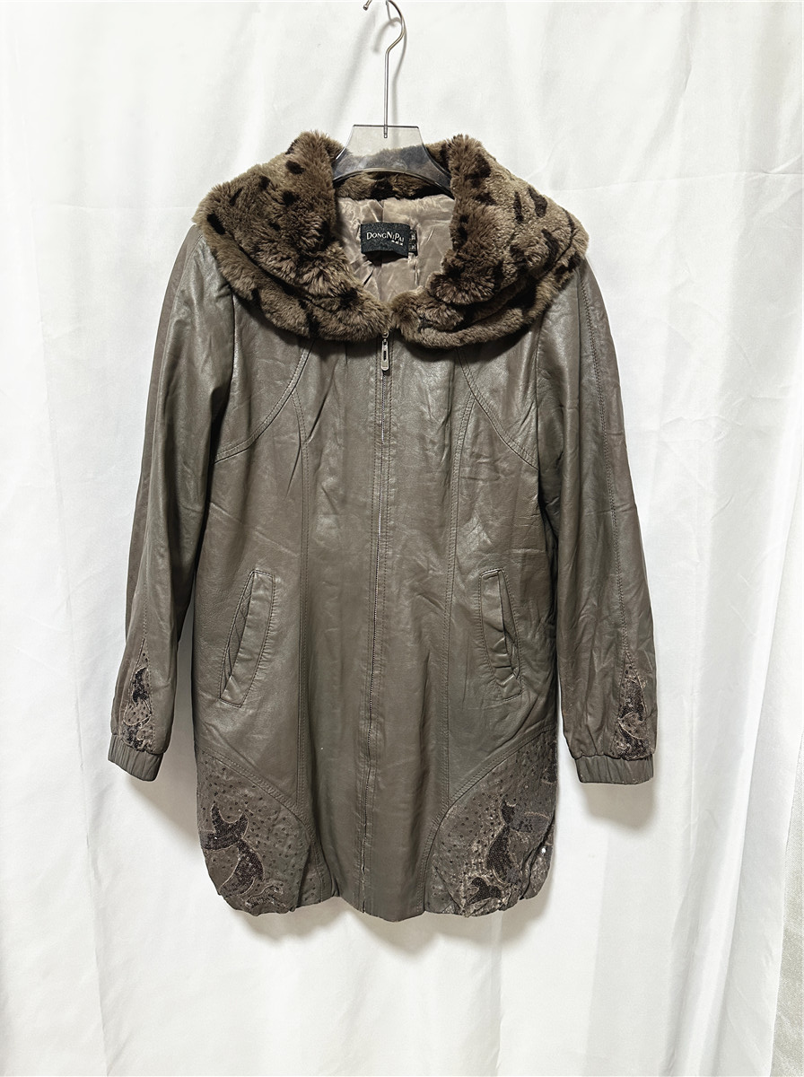 vintage vintage  hottie Meira virtue Sheepskin second-hand jacket Undercover American style Retro leather clothing Hooded loose coat