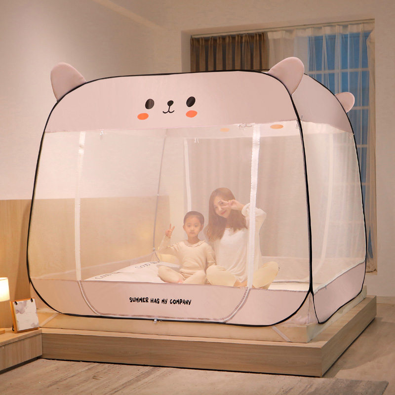 Children's anti-fall mosquito nets Home free of mounting laced three doors Mongolia Pack thickened encrypted 2021 New textured account