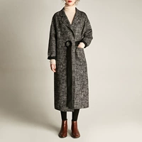 Kiểu dáng thanh lịch và súc tích Thành thị nữ ưu tú Áo len lông cừu Úc hai mặt dài W22209 áo khoác nữ cá tính