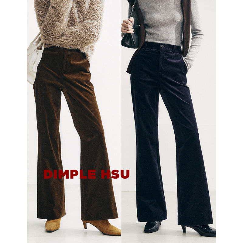 Retro Fashion Expert, Leg Expert Bella Micro-Flared Corduroy Pants, Nostalgic Velvet Light, Q-Elastic and Plump K38023