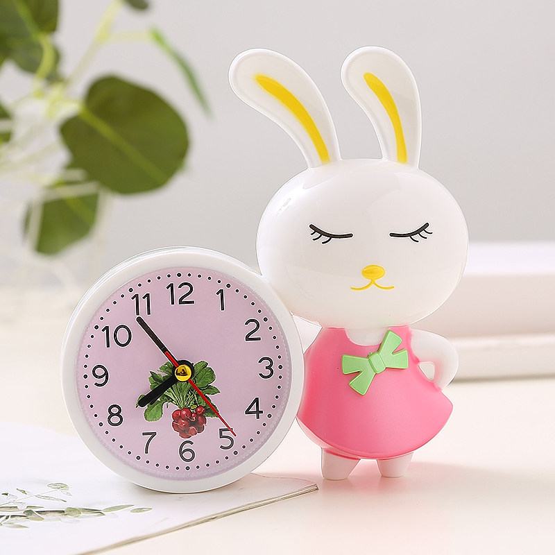 Student Cartoon Alarm Clock Silent Child Cute Little Rabbit Alarm Clock Bedroom Creative Personality Sloth Internet Red Clock Table