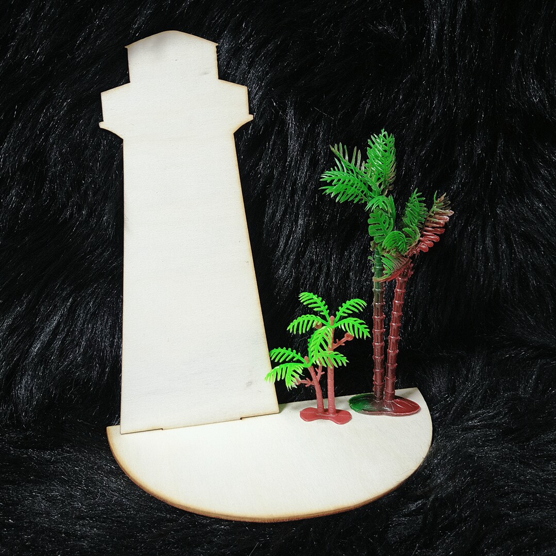 (Lighthouse White Embryo) Coconut Tree Seaside Super Light Earth Woody Wood one thousand Thousands Of Creative Materials Bag Handfinished Products