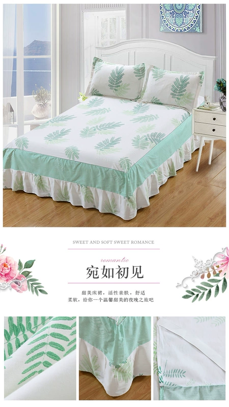 Simple cotton twill in giường váy 1,5 / 1.8m2.0 mét giường bedspread bông đặt giường ba mảnh - Váy Petti