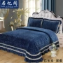 tòa án châu Âu pha lê dày nhung ba mảnh bông tấm trải giường bông 1.8m2.0 ren bedspread gối - Trải giường mẫu ga phủ giường