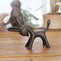 Retro pastoral creative cast iron crafts small donkey shape ornaments Garden home desktop decoration gift decoration