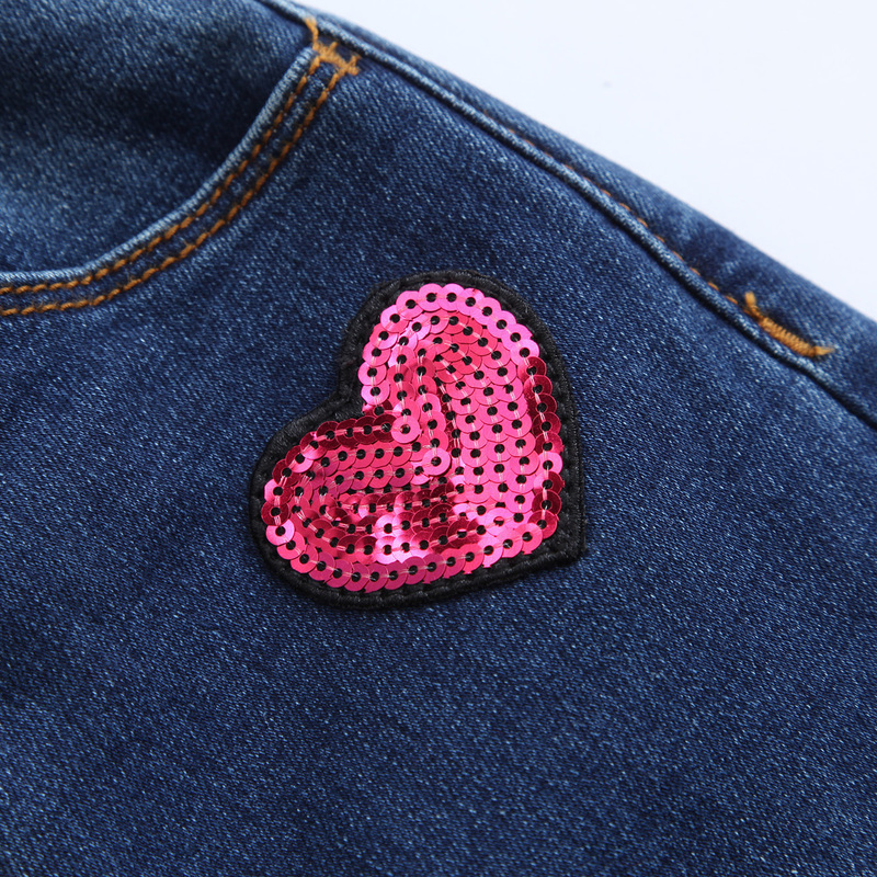 Fort Lion Rồng trẻ em gái mới đàn hồi Jeans sequin Heart Heart Childrens quần mùa thu / mùa đông 547909040